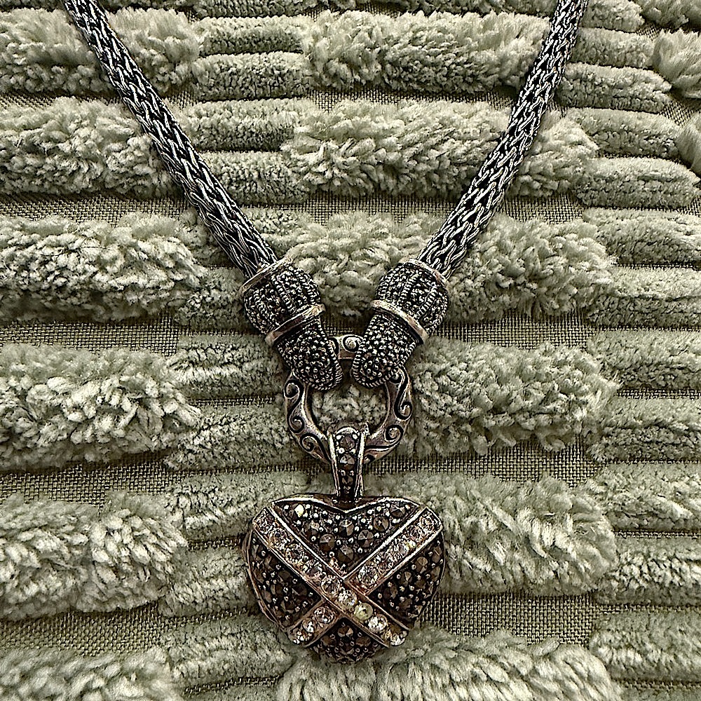 Sterling Silver woven wheat necklace marked 925